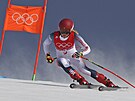 Mikaela Shiffrinová v kombina�ním sjezdu na olympijských hrách v Pekingu.