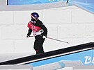 Ruská akrobatická lyaka Anastasia Tatalinová  v olympijském finále slopestylu.