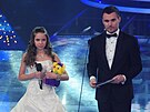 Patricia Janeková a moderátor Leo Mare ve finále Talentmanie (5. prosince...