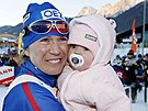 Kateina Neumannová a její dcera Lucie na závodu Svtového poháru v Ramsau (20....