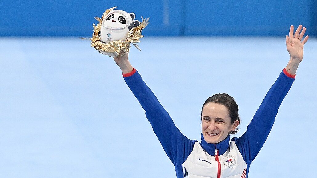 Martina Sáblíková na ptikilometrové trati vybojovala bronz v Pekingu 2022....