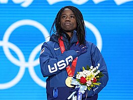 Zlatá medailistka Erin Jacksonová ze Spojených stát�  b�hem medailového...