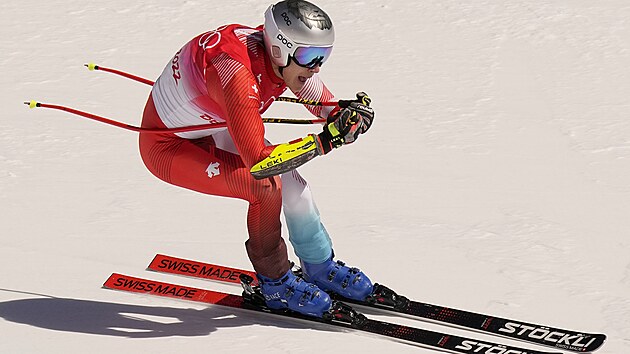 Švýcarský reprezentant Marco Odermatt v prvním kole obřího slalomu.