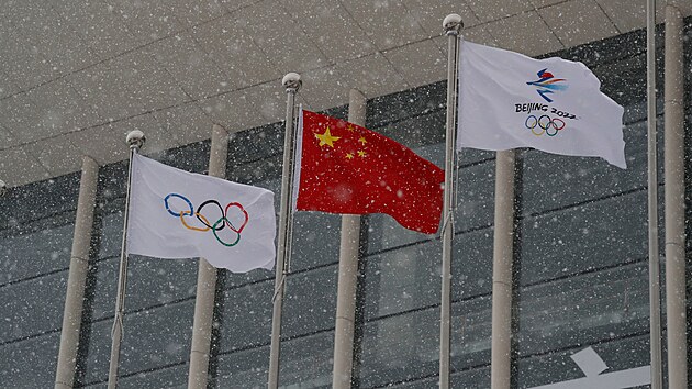 Main Media Center v Olympijskm parku v Pekingu 2022.