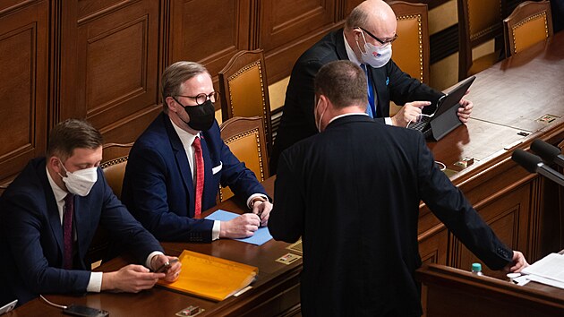 Jednn schze poslaneck snmovny pedchzejc rozhodovn o novele pandemickho zkona. (15. nora 2022)