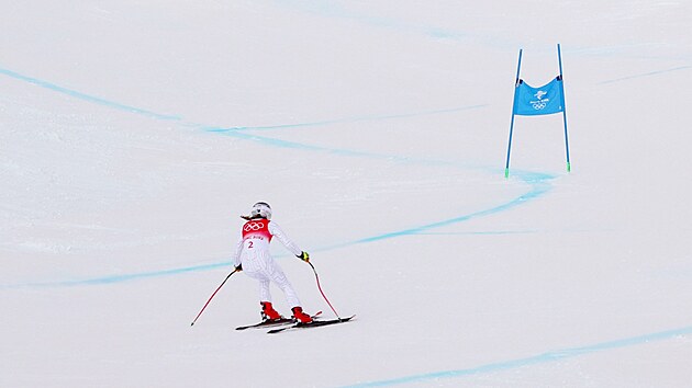 Ester Ledeck v superobm slalomu na olympijskch hrch v Pekingu.