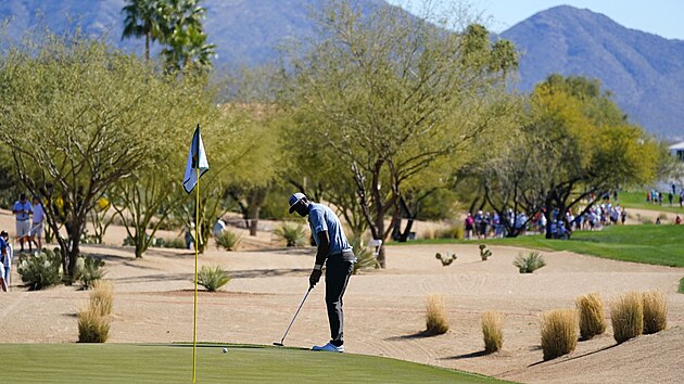 Sahith Theegala na turnaji Phoenix Open ve Scottsdale.