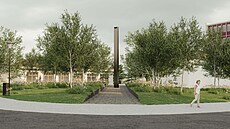 Vizualizace památníku památník politickým vězňům v Ostrově nazvaného Reflexe.