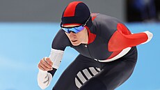 Martina Sáblíková na pětikilometrové trati na ZOH v Pekingu 2022. (10. února...