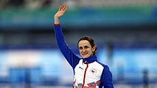 Martina Sáblíková na ptikilometrové trati vybojovala bronz v Pekingu 2022....