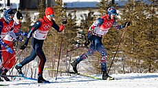 Sprint dvojic na olympiád v Pekingu. Ludk eller (R) v akci. (16. února 2022)