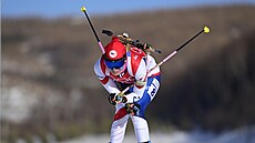 Biatlonistky bojují ve �tafetovém závod� na zimních olympijských hrách v...