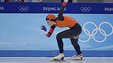 enský závod na 1000 metr. Nizozemka Jutta Leerdamová v akci na ZOH v Pekingu...