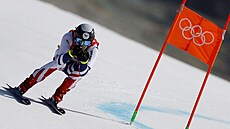 Jan Zabystřan během úvodního sjezdu alpské kombinace na olympiádě v Pekingu.