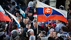 Předseda slovenské opoziční strany Směr-SD Robert Fico se zúčastnil demonstrace...