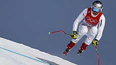 Ester Ledecká v superobím slalomu na olympijských hrách v Pekingu.