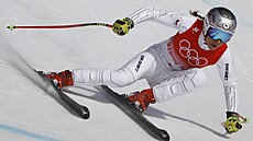 Ester Ledecká v superob�ím slalomu na olympijských hrách v Pekingu.