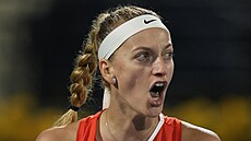 Petra Kvitová se hecuje na turnaji v Dubají.
