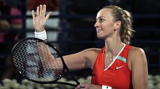 Petra Kvitová se raduje z postupu na turnaji v Dubaji