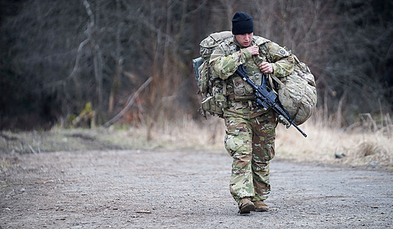 Americký voják nedaleko ukrajinských hranic (únor 2022)