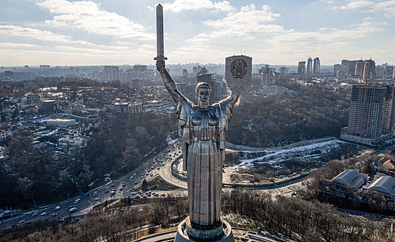 Socha Matky vlasti v Kyjev (13. února 2022)