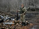 Ukrajintí vojáci na front v Doncké oblasti (20. února 2022)
