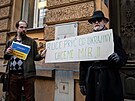 Protest proti vp�du Ruska na Ukrajinu p�ed rusk�m konzul�tem v Ostrav�. (24....