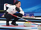 Britka Eve Muirheadová bhem curlingového finále na hrách v Pekingu.