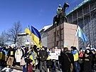 Demonstrace v Helsinkách na podporu Ukrajiny bhem ruské invaze (26. února 2022)