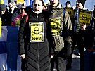 Demonstrace v Helsinkách na podporu Ukrajiny bhem ruské invaze (26. února 2022)