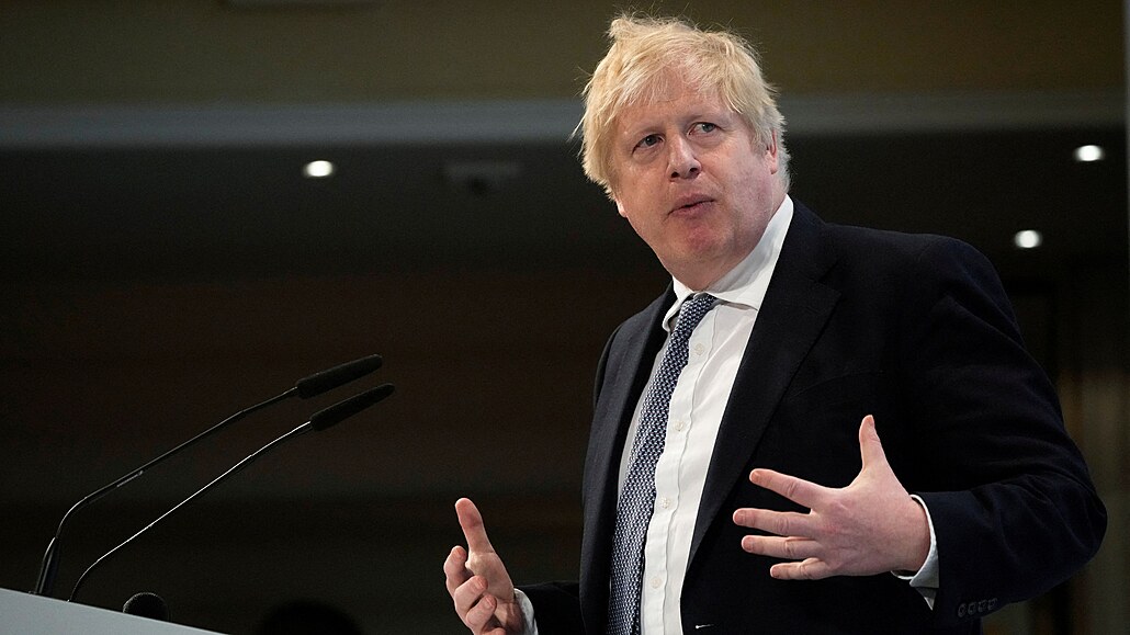 Britský premiér Boris Johnson na konferenci v Mnichov (19. února 2022)