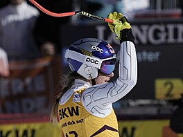 Ester Ledecká po dojezdu druhého sjezdu v Crans Montan�.