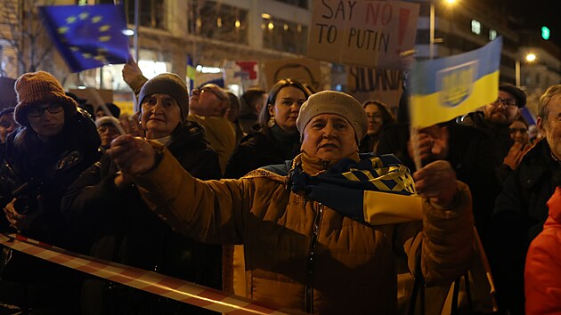 Demonstrace na podporu Ukrajiny uspoádaná spolkem Milion chvilek na Václavském...