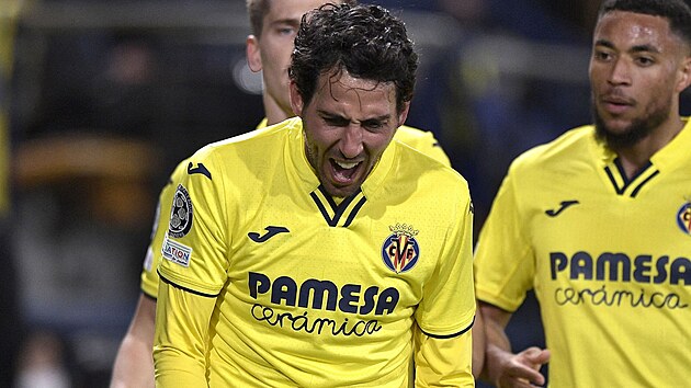 Dani Parejo slav vyrovnvac branku Villarrealu proti Juventusu.