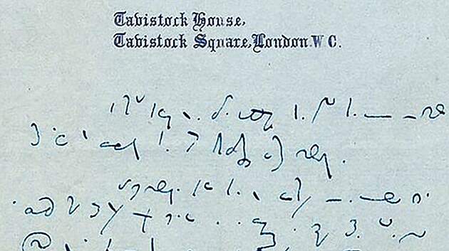 Dopis psan Dickensovm tsnopisem na hlavikovm pape Tavistock House