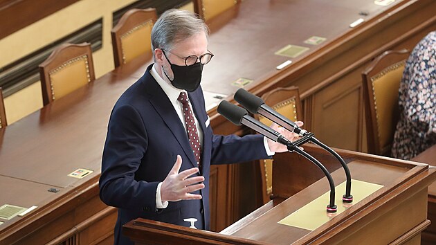 Premir Petr Fiala vystoupil na schzi Poslaneck snmovny s projevem k situaci na Ukrajin. (22. nora 2022)