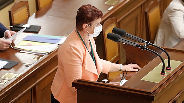 Ministryn ivotnho prosted Anna Hubkov vystoupila na mimodn schzi Poslaneck snmovny k problematice dolu Turw. (22. nora 2022)