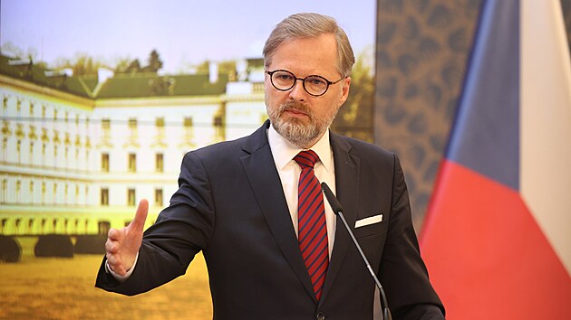 Premir Petr Fiala promluvil na tiskov konferenci po jednn vldy. (23. nora 2022)