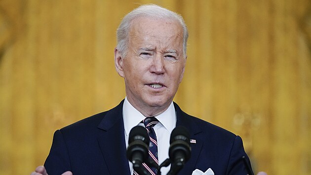 Americk prezident Joe Biden promluvil k nrodu v souvislosti s konfliktem mezi Ruskem a Ukrajinou. (22. nora 2022)