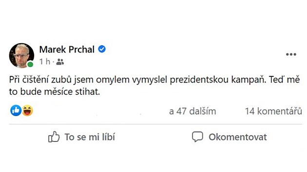 Mediln poradce Andreje Babie tweetoval, e vymyslel prezidentskou kampa. Marek Prchal pak svj pspvek smazal.