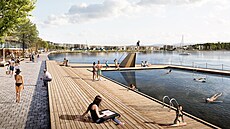 Urbanistická studie jezera Medard na Sokolovsku. Promenáda.