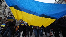 Demonstrace proti ruské invazi na Ukrajinu. (24. února 2022)