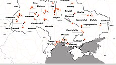 Mapa možných cílů ruských vojsk na Ukrajině sestavená estonskou rozvědkou podle...