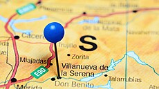 M�sta Villanueva de la Serena a Don Benito na map� �pan�lska