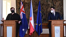 Ministr zahranií Jan Lipavský vystoupil na tiskové konferenci po jednání s...