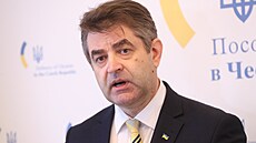 Tisková konference ukrajinského velvyslance Jevhena Perebyjnise k situaci na...