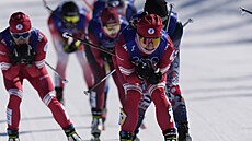 Natalja N�prjajevová z Ruska b�hem závodu na 30 kilometr� voln� v Pekingu.