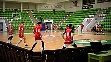 Momentka z tréninku eských basketbalist v Botevgradu