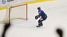 Nicolas Hlava z Kladna dává v duelu proti Pardubicím gól do prázdné branky.