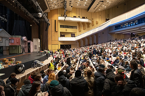 Uprchlíci z Ukrajiny jsou přijímáni v Kongresovém centru v Praze. (4. března...